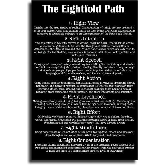 Generic Inspirational Quote The Eightfold Path, Buddha Wall Art, Spiritual Poster Canvas Wall Art Living Room Bedroom Room Decor Prints Home Office Decor Painting (8x12inch-No Framed)