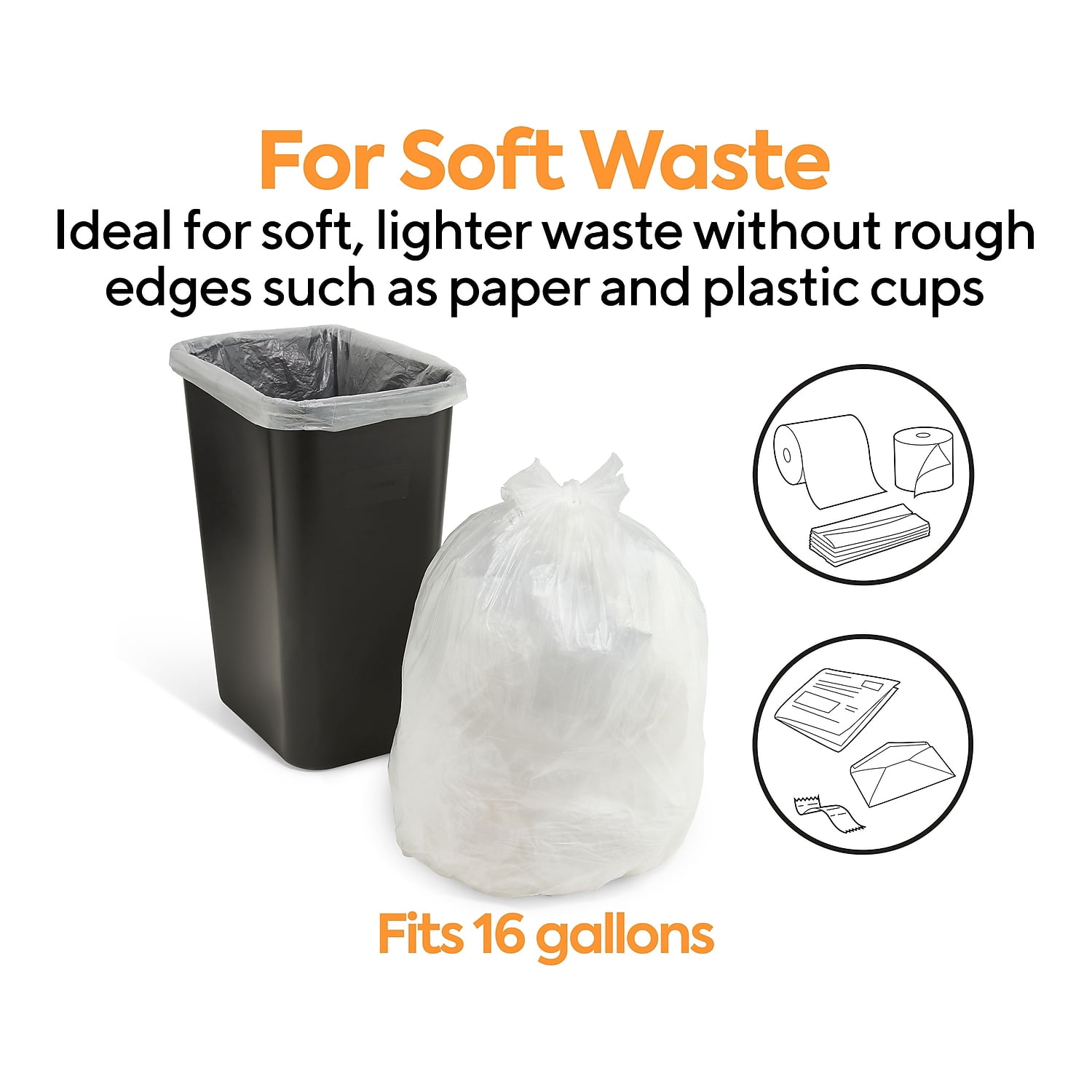 Staples Coastwide Professional 12-16 Gallon Trash Bag 24" x 33" High Density 8 mic Natural 1000