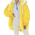 thumbnail image 2 of Sherpa Lined Jacket Women Casual Plus Size Fuzzy Fleece Jackets Zip Up Oversized Long Sleeve Warm Winter Coats With Hood Yellow XL, 2 of 9