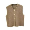 thumbnail image 5 of Milageto Knit Cardigan Vest for Women Button Knitted Vest for Commuting Home Shopping Khaki, 5 of 8