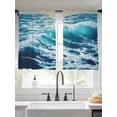 thumbnail image 3 of Blue Teal Coastal Semi Sheer Window Curtains 45 Inches Long, Sea Nautical Ocean Summer Beach Rod Pocket Voile Silky Chiffon Curtain Light Filtering Drapes for Living Room, Kitchen, 52"x45", 2 Panels, 3 of 9