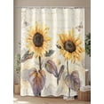 thumbnail image 4 of Yellow Vintage Sunflower Shower Curtain, Country Butterfly Leaf Bathroom Decor Curtains Set with Hooks, Beige Waterproof Fabric Home Accessories， Stall 36 X 72 Inch, 4 of 6