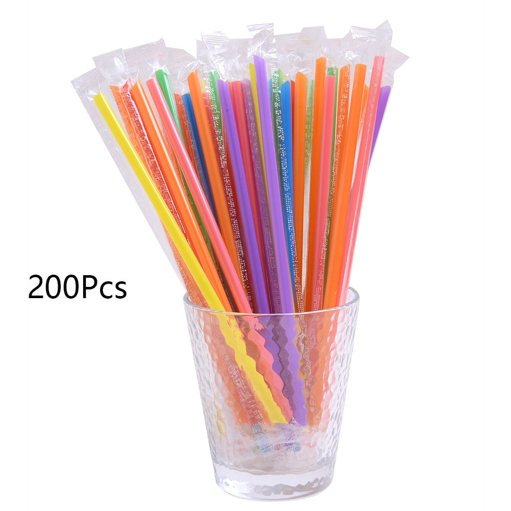 Assorted Multicolor Plastic Kizmos 250-Count Disposable Drinking Straws 