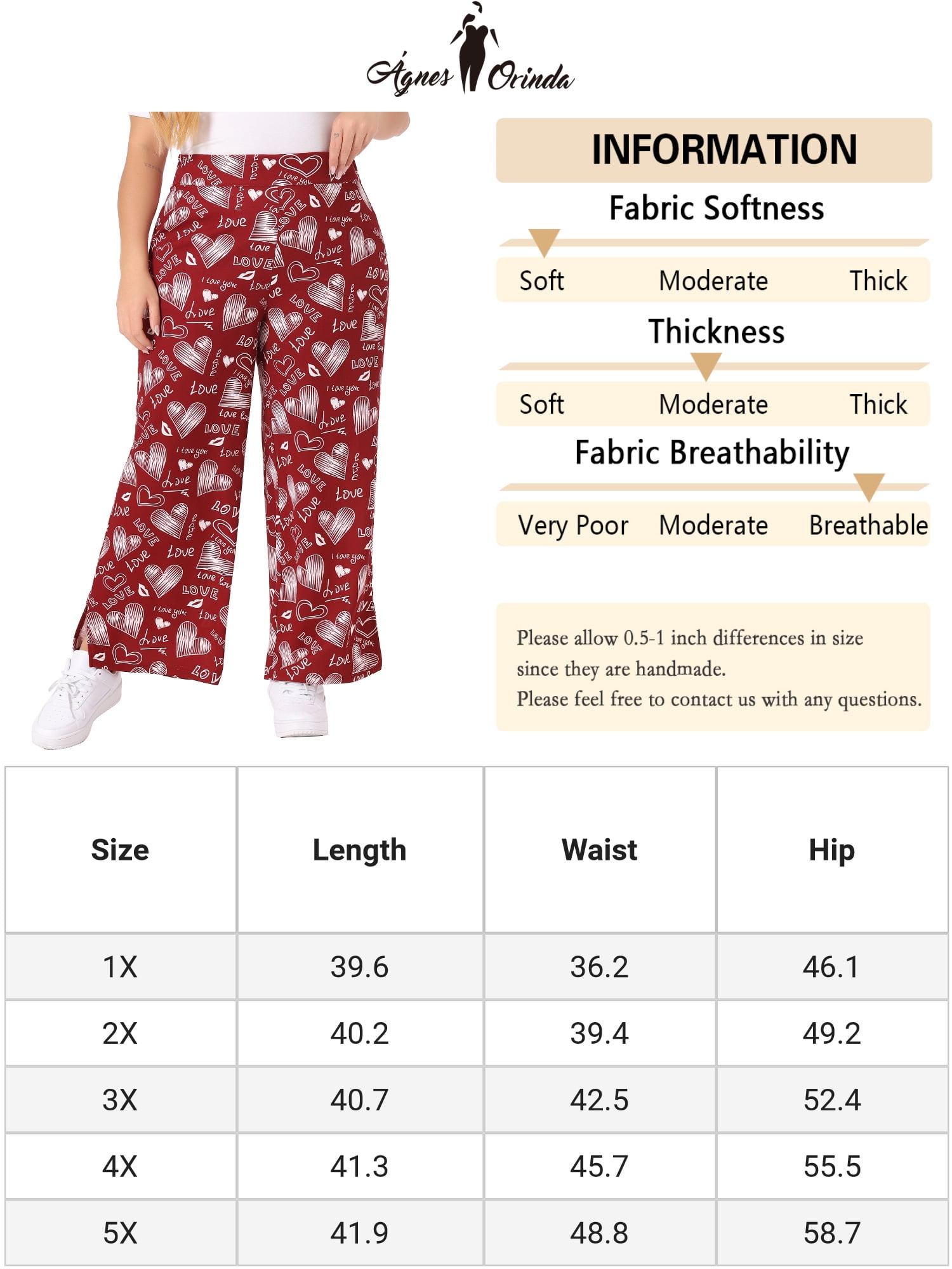 DARING DIVA Women's Plus Palazzo Pants High Waist Polka Dots Wide Leg 4X Red