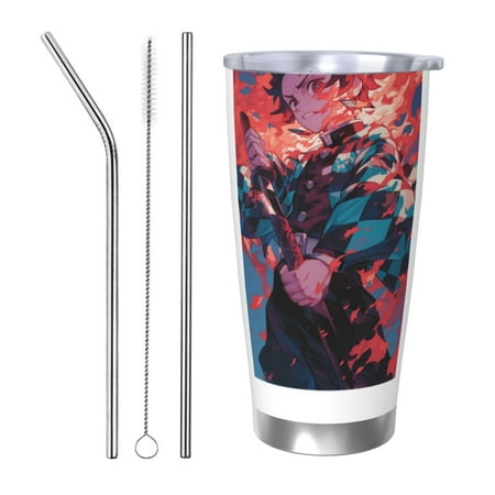 

Demon Slayer Coffee Mug 20 Oz Insulated Stainless Steel Coffee Travel Mug | Vacuum Sealed Cartoon Design Bottle for Car & Gifts