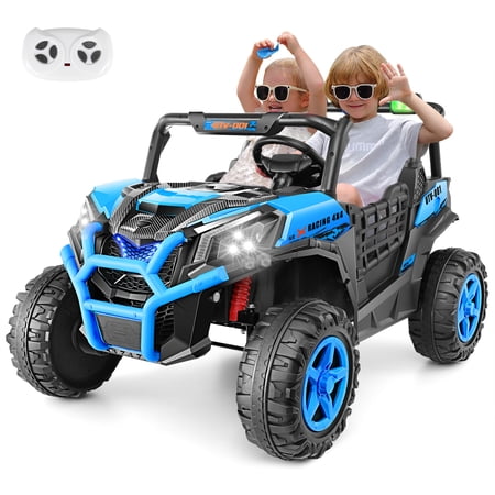 Farmdex 4WD 24 Volt Ride on Toys 2 XL Seater Ride on Cars with Remote Control, Battery Powered Electric Car for Kids, Off-Road UTV w/ 4*200W Motor, Bluetooth, Music, LED Lights, Blue