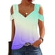 thumbnail image 1 of Fiudx Ropa de Mujer Blusas con Cuello En V y Hombros Descubiertos para Mujer, Top de Manga Corta, 1 of 5