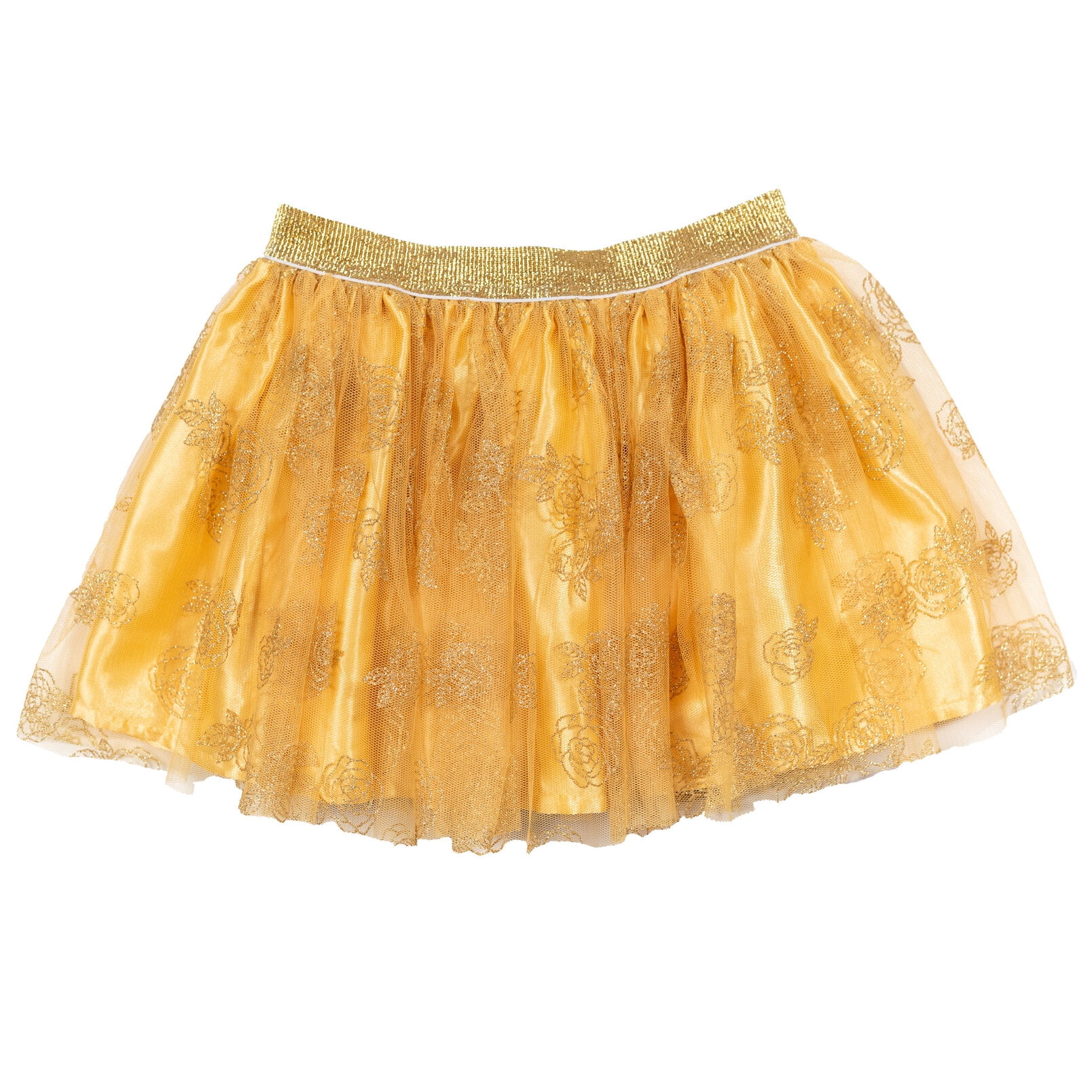 Disney Beauty and the Beast Big Girls' T-Shirt and Tutu Skirt Set with Scrunchie White Gold Belle