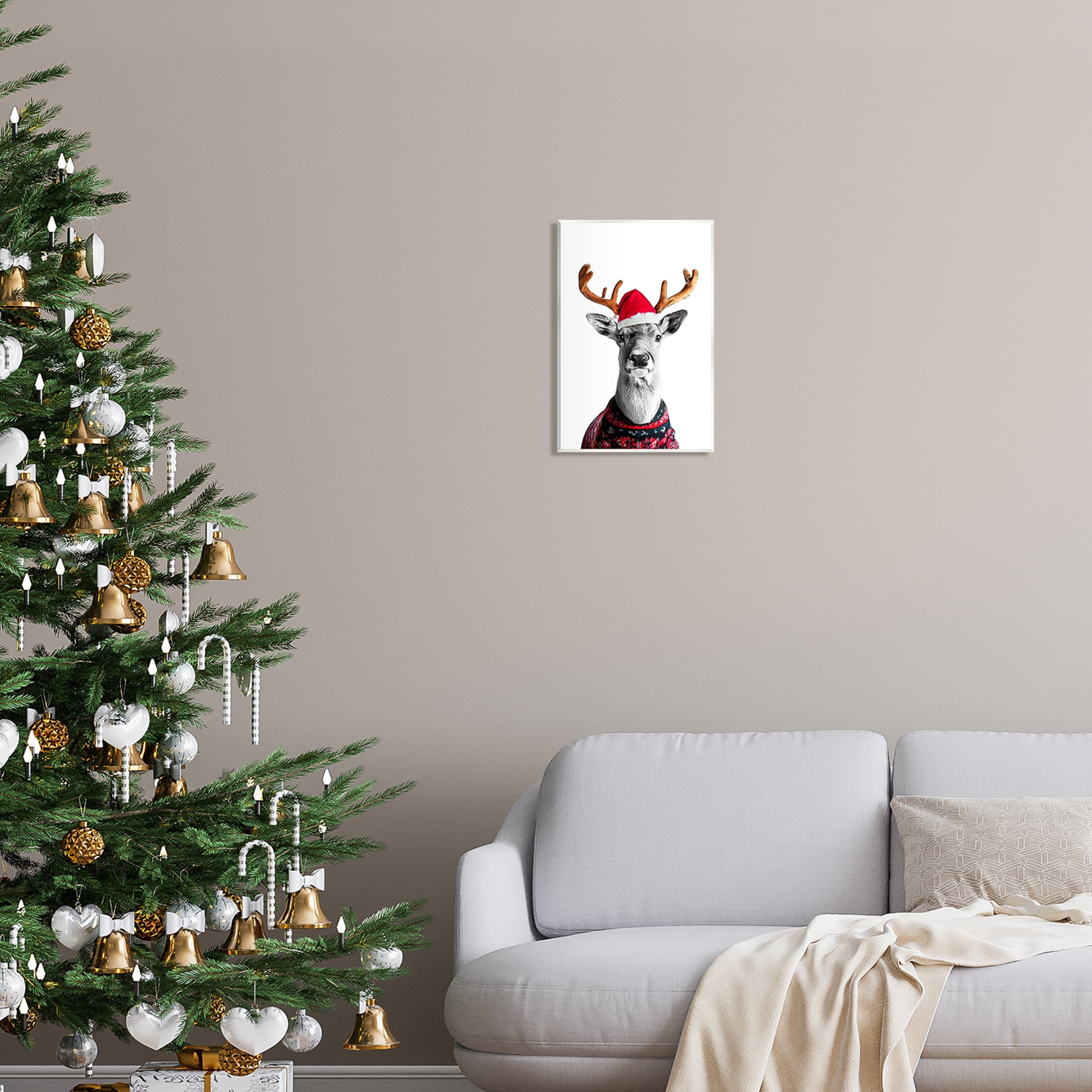 Stupell Industries Deer in Holiday Sweater Holiday Painting Unframed Art Print Wall Art, 10 x 15