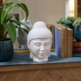 thumbnail image 2 of Ceramic Buddha Head Figurine with Rounded Ushnisha, Glossy White, 2 of 2
