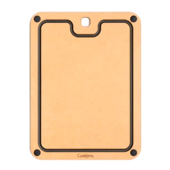 Cuisipro Fibre Wood Cutting Board with Silicone Feet, 12 x 9 Inch, Natural/Slate
