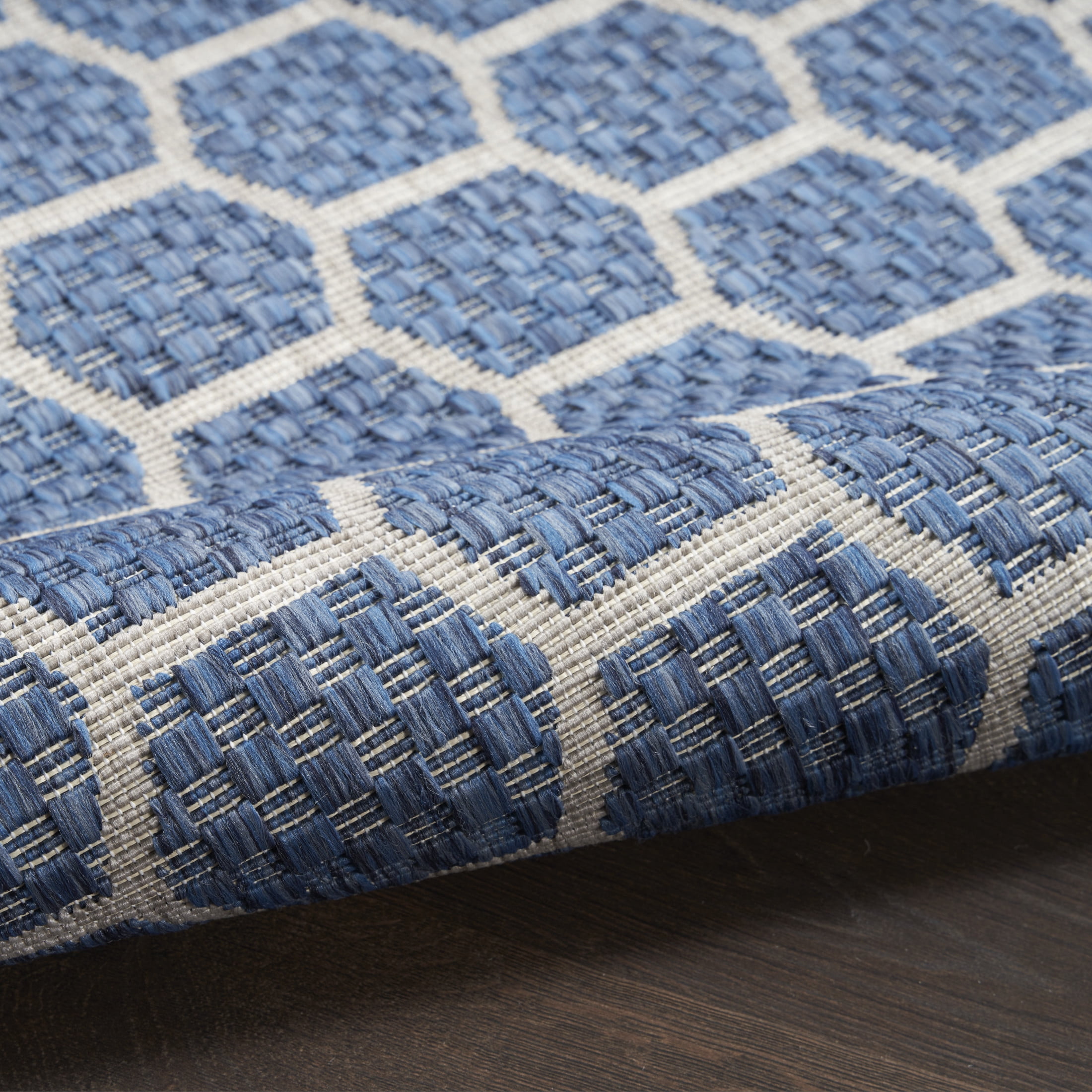 Nourison Twist Reversible 2' x 6' Blue Modern Rug