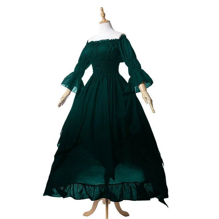 Renaissance Faire Costume Women Women's Dresses Medieval Chemise Dress  Irish Under Dress Flare Sleeve Gothic Dress : : Clothing, Shoes &  Accessories