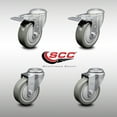 thumbnail image 2 of 4 Inch SS Gray Polyurethane Swivel Bolt Hole Caster Set with 2 Total Lock Brake, 2 of 2