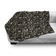 thumbnail image 3 of Christmas Soft Flannel Fleece Throw Blanket, Nature Woodland and Deer Silhouettes with Oriental Ornaments Design, Cozy Plush for Indoor and Outdoor Use, 50" x 60", Yellow White Black, by Ambesonne, 3 of 6