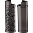 thumbnail image 4 of HUGFEGWE Lighter Case Zinc Alloy Outdoor Camping Hiking Floral Pattern Lighter Storage Container (Black) CJB91-40034, 4 of 9