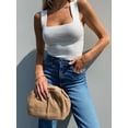 thumbnail image 4 of Womens Ribbed Tank Tops 2025 Summer Sleeveless Square Neck Shirts Casual Slim Fitted Knit Shirts White M, 4 of 6