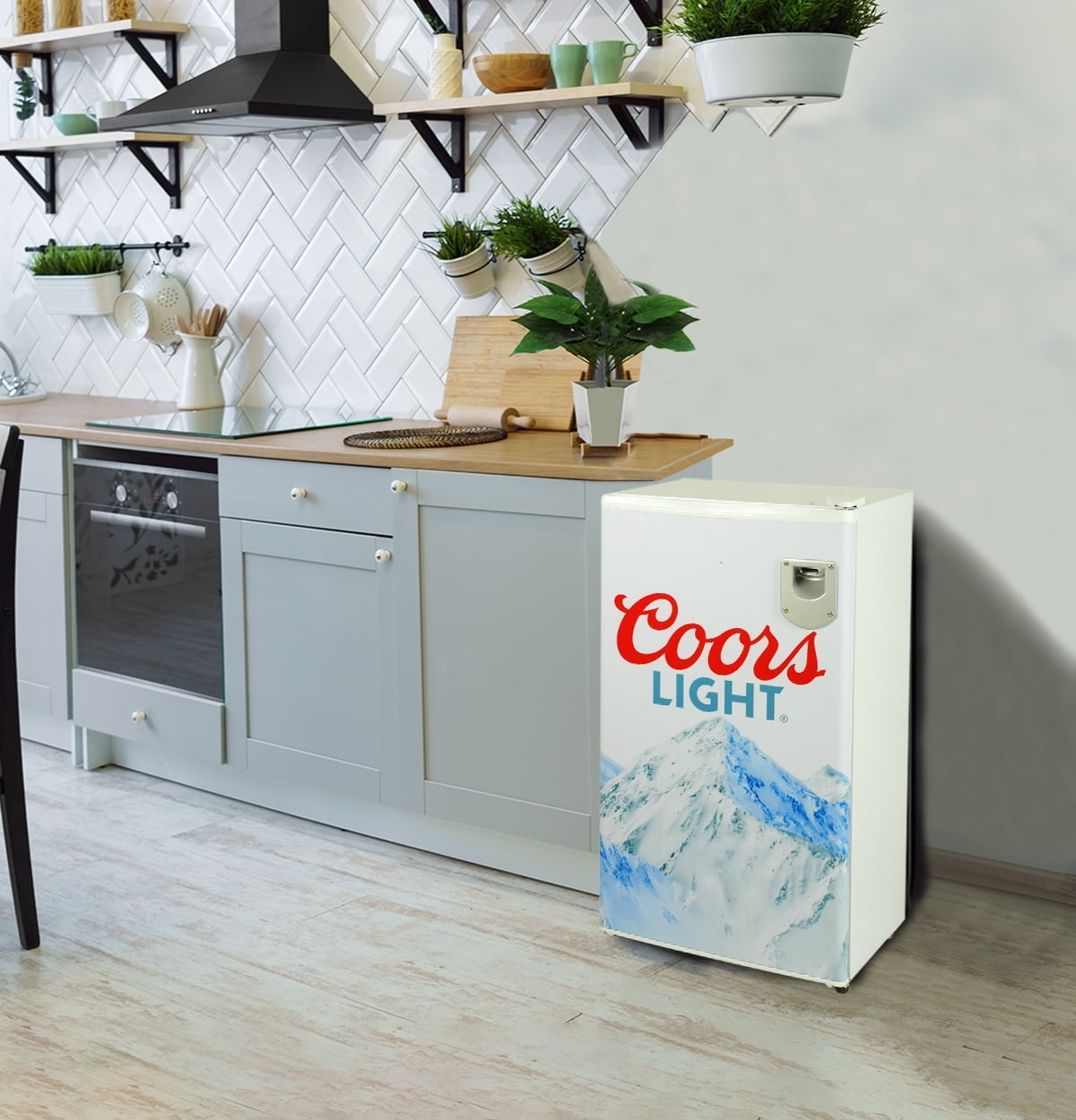 Coors Light 3.2 cu ft (90L) Compact Fridge with Bottle Opener, 95 Quart Capacity, Portable for Snacks, Beverages, Beer, Dorm, Office, or RV
