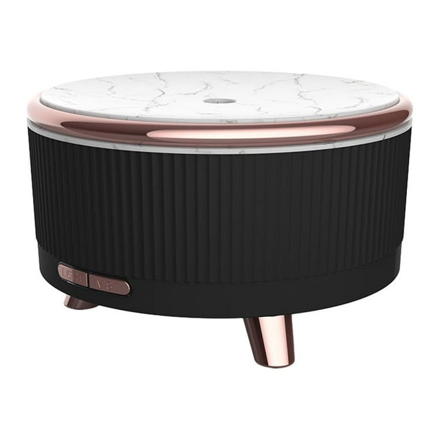 Wweixi 500ml Ultrasonic Air Humidifier Aromatherapy Diffuser Wood Grain Large Capacity Sprayer with LED Night Lamp Home Black US Plug