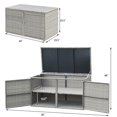 thumbnail image 4 of Pemberly Row 88 Gallon Garden Patio Rattan Storage Container Box Bin Shelf Gray, 4 of 8