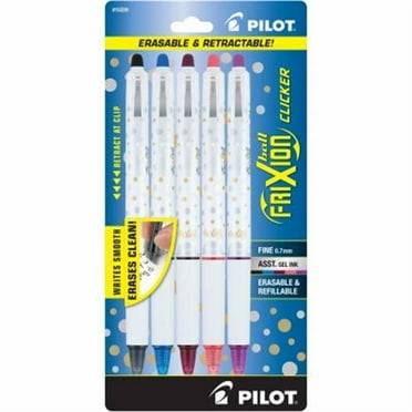 PILOT FriXion Clicker Erasable .. .. Design Collection Dots, .. Refillable .. & Retractable .. Gel Ink .. Pens, .. Fine Point (0.7mm), .. .. Assorted Ink, 5-Pack (15220) ..