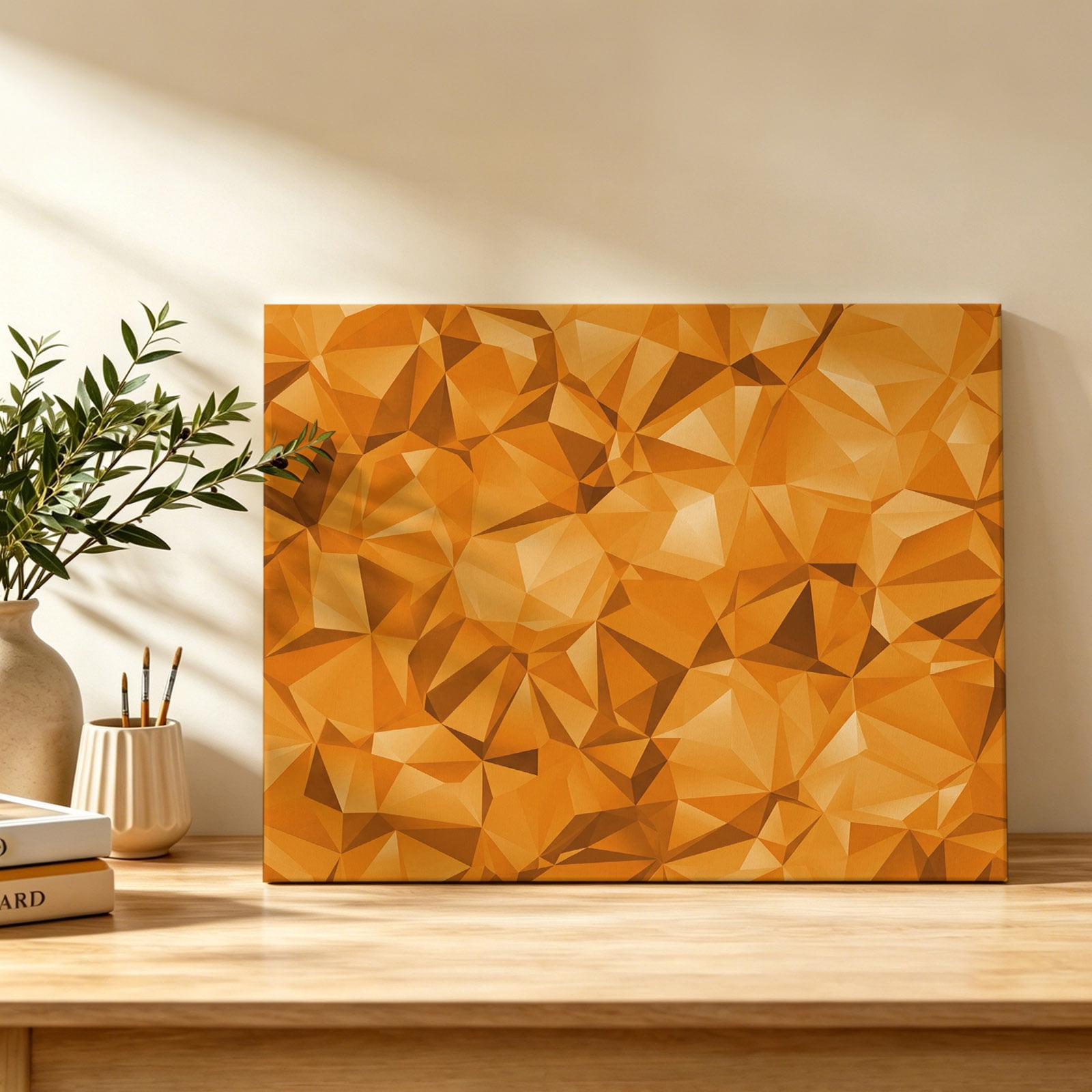 Abstract Geometric Canvas Wall Art Orange Modern Artificial Shape Wall Art Prints Artwork Framed Canvas Ready to Hang Art Pictures for Study Living Dining Room Bedroom 20 x 16