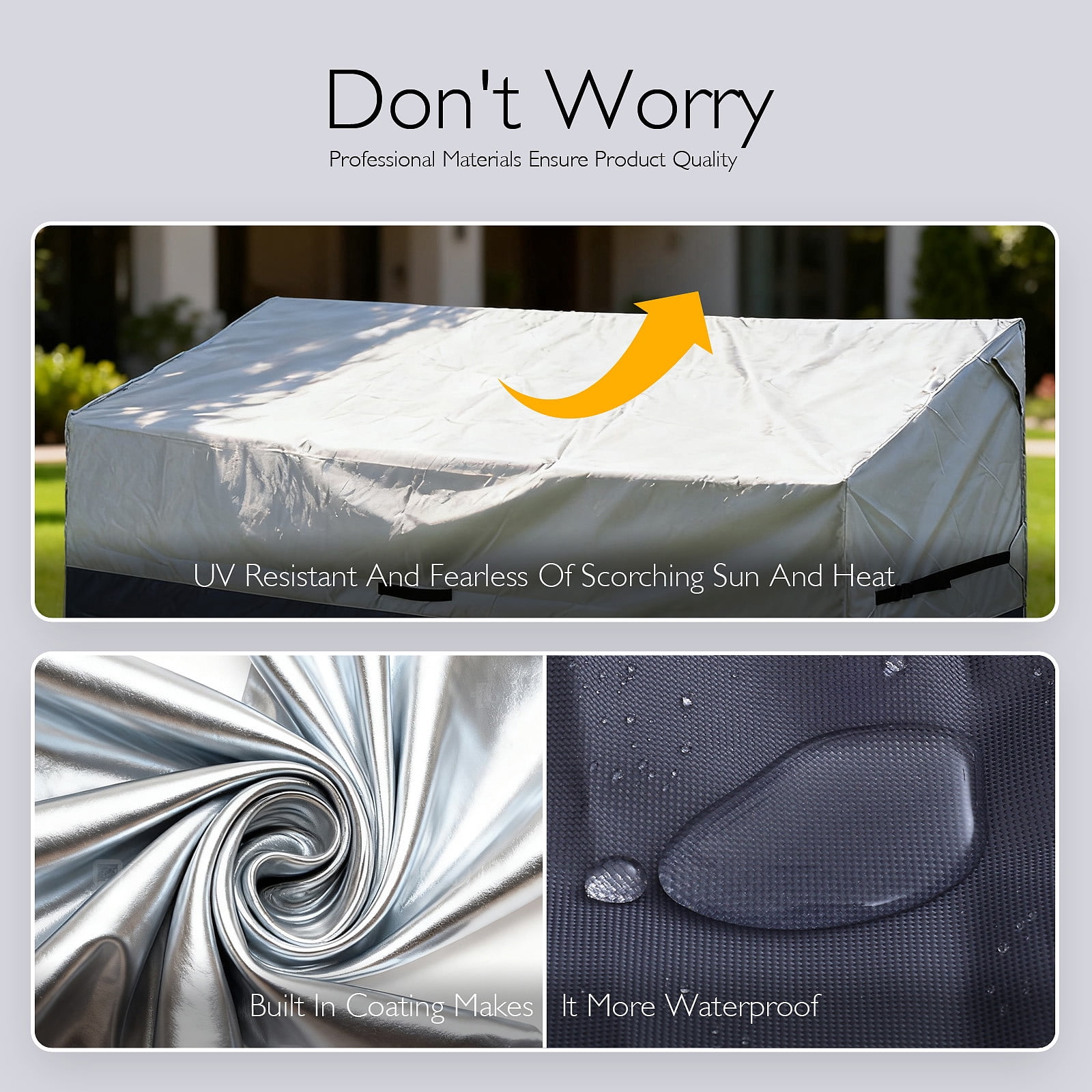 Outdoor Sofa Cover Waterproof Patio Bench Cover for 2 Seater Loveseat, 420D High Density Outside Furniture Cover with UV Silver Coating & Windproof Buckles (Gray-DarkGray, 70''x30''x31'')