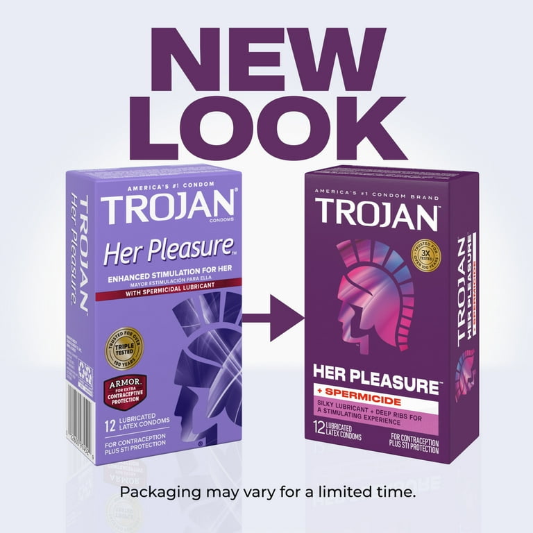 Trojan Her Pleasure Plus Spermicide Latex Lubricated Ribbed Condoms, 12 count HSA/FSA Eligible - Walmart.com Trojan Her Pleasure Plus Spermicide Latex Lubricated Ribbed Condoms, 12 count HSA/FSA Eligible - Walmart.com