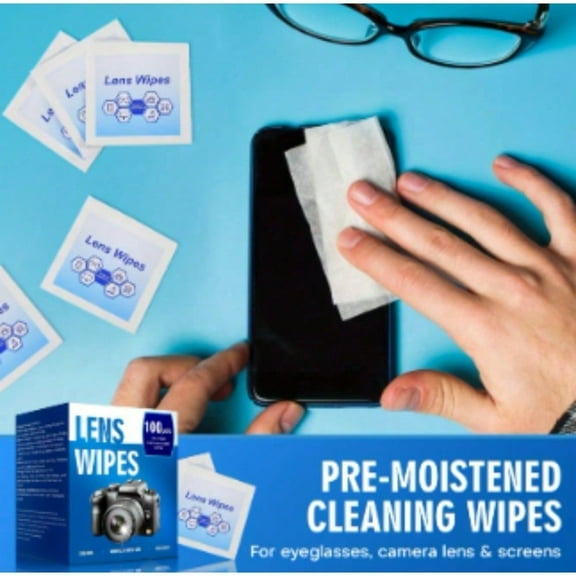 [100 Pack] Glasses Clean, Lens Wipes for Eyeglasses, Pre-Moistened Individually Wrapped Cleaning Wipes, Eye Glasses Cleaner Wipes for Camera, Phone, Computer, Laptop Screen