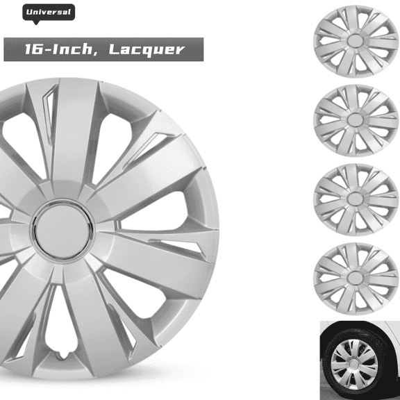 Hubcaps 16",Wheel Rim Cover Universal R16 Hub Caps,Snap on Car Pickup Truck SUV,Wheel Covers,4 Pack,Lacquer