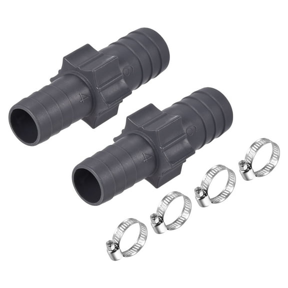 Uxcell 20mm to 17mm Straight Coupler Adapter with 16-25mm Clamps Barb Hose Fitting 2 Set