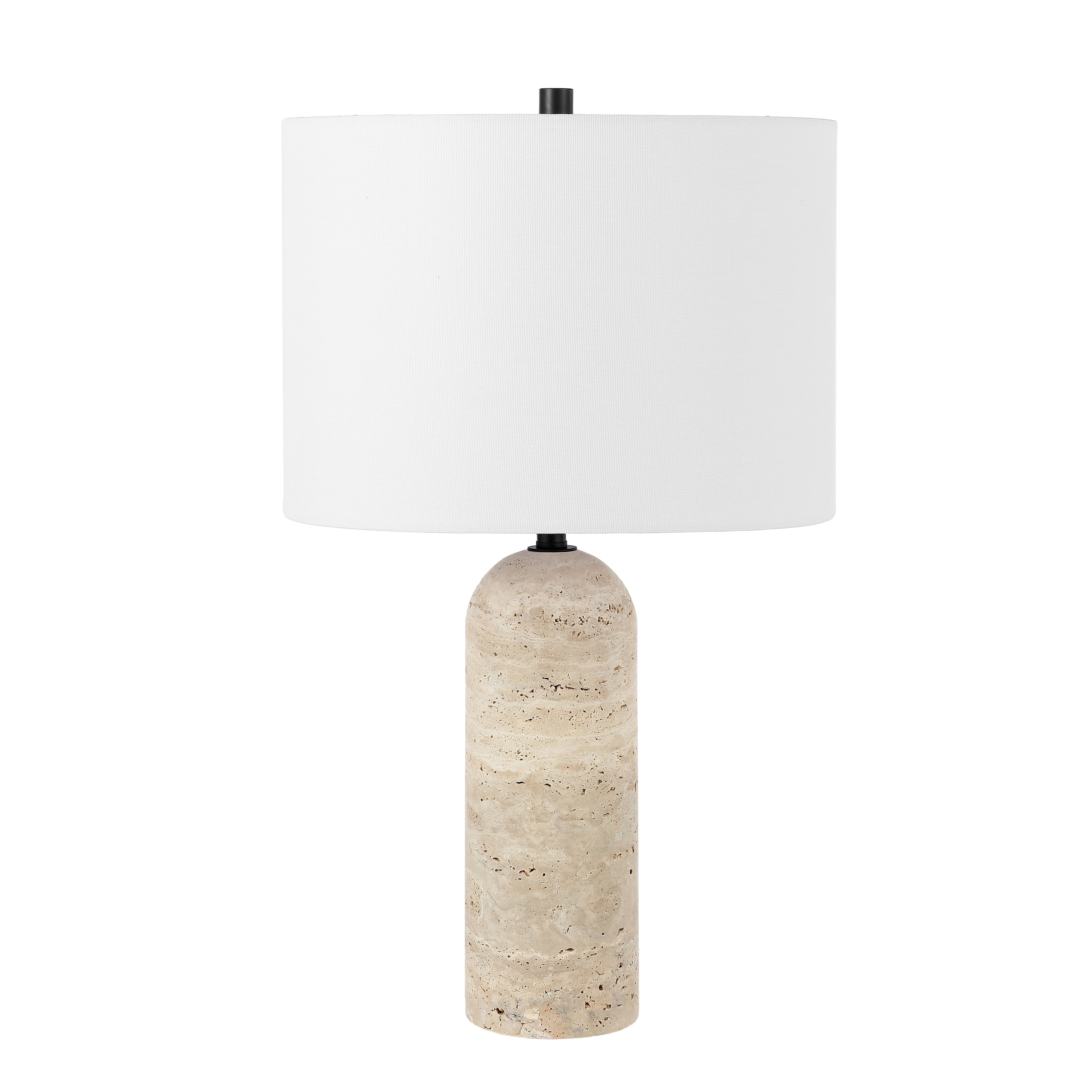 Safavieh Jolene 24" Mid-Century Travertine Table Lamp with White Cotton Shade