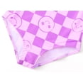 thumbnail image 5 of Serdomi Girls Purple Ruffle Neckline One-Piece Swimsuit for Kids Smiling Face Checkered Summer Bathing Suit Size 2T/3T, 5 of 7