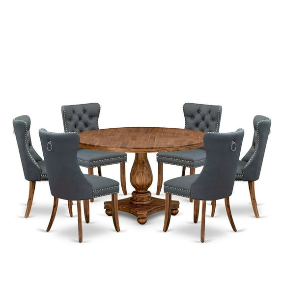 Luxe by East West Furniture 7-Piece Modern Dining Table A Kitchen Table And 6 Platinum Gray Dining Chairs