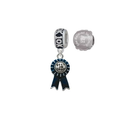 Silvertone Best in Show Blue Ribbon 10K Run She Believed She Could Charm Beads (Set of