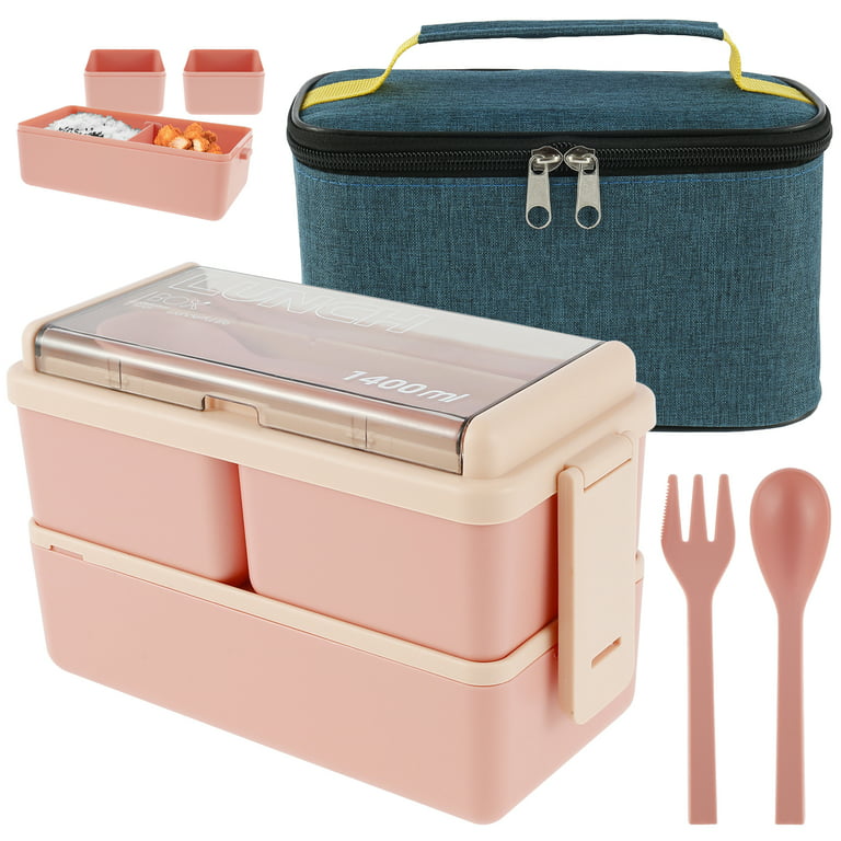 Jytue 47.35OZ Stackable Bento Box Kit 3 Compartments Bento Lunch