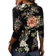 thumbnail image 6 of Domzest Womens Boho Floral Print Tops Elbow Length Loose Fit Lightweight Shirts Half Sleeve Summer Fall Crew Neck Basic Blouse Black M, 6 of 6