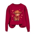 thumbnail image 4 of SHBYBY Womens Valentines Day Sweatshirts Cute Cow Print Crew Neck Winter Pullover Tops Long Sleeve Sports Casual Loose Warm Womens Blouses Red S, 4 of 4