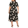 thumbnail image 3 of Enwejyy Women's Plus Size Vocation Bohemian Floral Print Short Sleeve Round Neck Plus Dresses, 3 of 5
