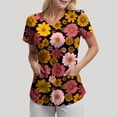 thumbnail image 7 of COMVALUE Scrub Tops Women Short Sleeve Plus Size V Neck Fun Printed Scrubs Top Medical Nursing Uniforms with Pockets (Black, XL), 7 of 7
