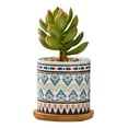 thumbnail image 1 of Plant Pot Cylindrical Flowerpot 7.5x7.6cm Geometric Pattern Simple Black White Nordic Style Home Decor Ceramic Vase, 1 of 2