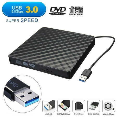 USB 3.0 External DVD CD Drive, Slim Portable External DVD/CD RW Burner Drive for , Notebook, Desktop, Mac Macbook Pro, Macbook Air and (Best Cd Drive For Macbook Pro)