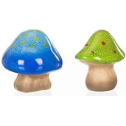 Mushroom Glazed Green & Blue Set of 2