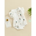 thumbnail image 3 of Nygoyerh Newborn Baby Girls Cute Summer Romper Carrot Print Fly Sleeve Lapel Jumpsuit Infant Toddler Casual Cotton Linen Bodysuit for Daily Vacation 3M 6M 9M 12M 18M 24M, 3 of 8