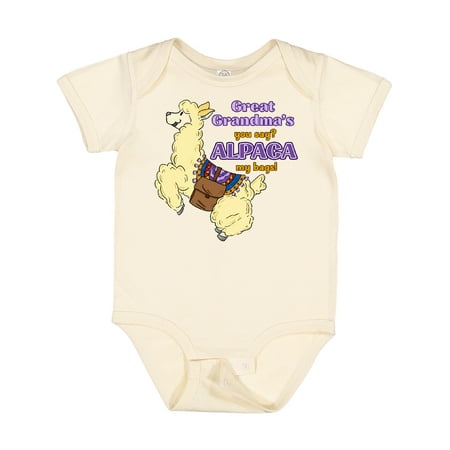 

Inktastic Cute Jumping Alpaca-Great Grandma s You Say ALPACA My Bags! Gift Baby Boy or Baby Girl Bodysuit