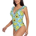 thumbnail image 3 of Goofa Avocado and Hearts Print Women's Ruffled One Piece Swimsuit V Neck, 3 of 7