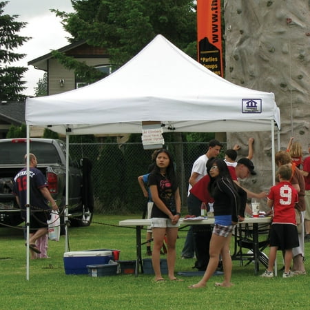 Impact Canopy 10x10 Pop Up Canopy Tent, Straight Leg Shelter, 4 Weight Bags, Steel Frame, Roller Bag, White