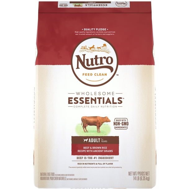 NUTRO WHOLESOME ESSENTIALS Adult Dry Dog Food, Beef & Brown Rice Recipe