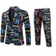 thumbnail image 5 of Traje navideño para hombre, 2 piezas, chaqueta de un botón, pantalones, blazer informal para hombre, conjunto con estampado divertido y feo de muñeco de nieve navideño, 5 of 5