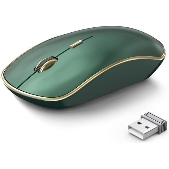 ERDS-2.4G Slim Wireless Silent Mouse, Portable Wireless Computer Mouse with 5 Adjustable DPI Levels, USB Mouse for Desktop, Notebook, MacBook, Chromebook, PC (Green)